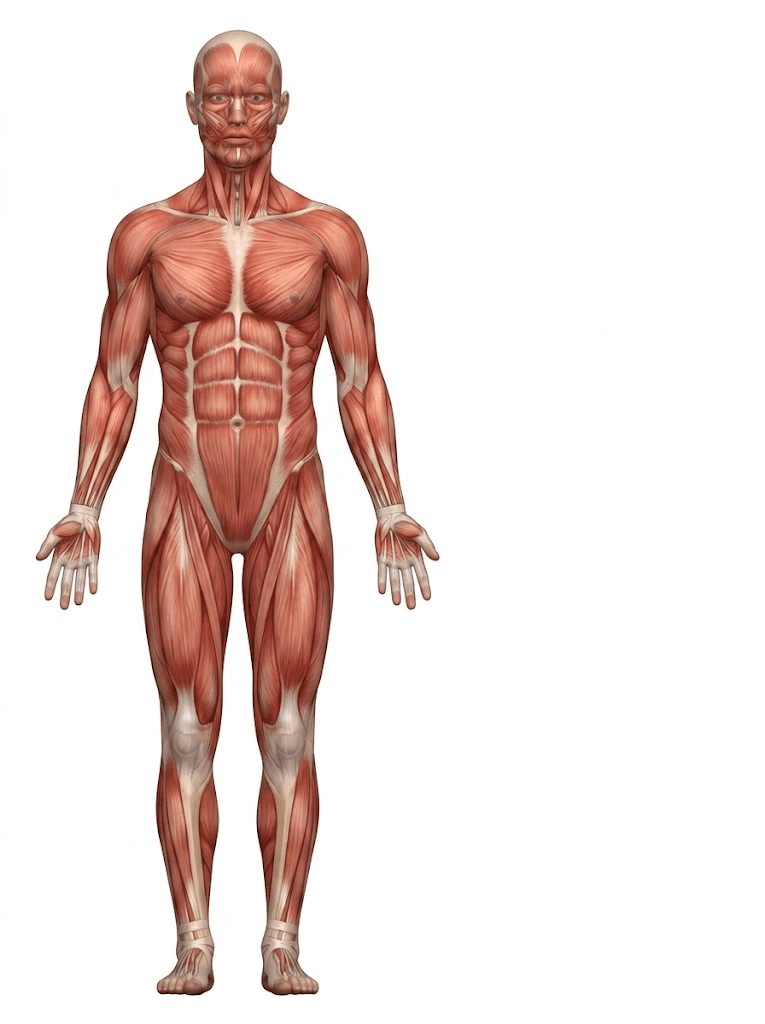 Vue anatomique antérieure des muscles superficiels